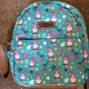 Lily Bloom Backpack - Turquoise with Parrot Print